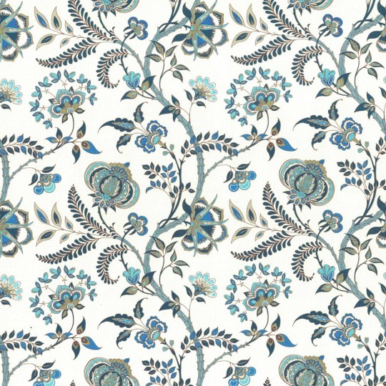 Blue Jacobean Flowers and Vines Italian Print Paper ~ Rossi Italy